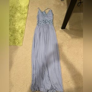 Lulu’s blue, low cut maxi dress